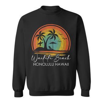 Waikiki Beach Honolulu Hawaii Summer Vacation Tropical Sweatshirt - Monsterry