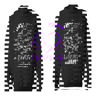 I Wear Purple For Epilepsy Awareness Month Heart Warrior Sweatshirt - Monsterry