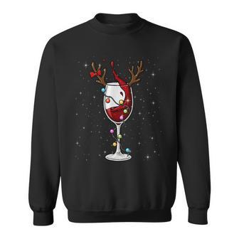 Weihnachts Damen Herren Rotwein Weinglas Rentier Lustig Sweatshirt - Geschenkecke