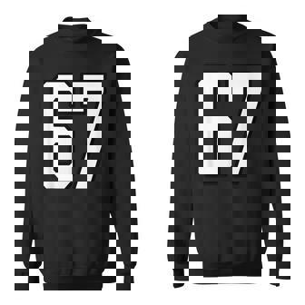 White And Black Sports Number 67 Jersey Uniform Player Sweatshirt | Mazezy