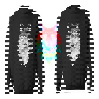 Wolf Farbenfroher Wolf Polygon Sweatshirt - Seseable