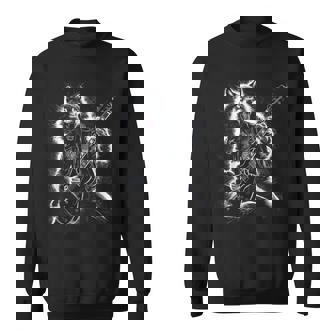 Wolf Playing Guitar Rocker Dog Playing Guitar Rock Sweatshirt - Thegiftio