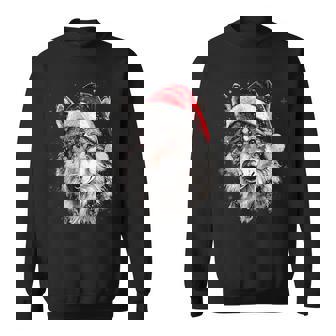 Wolf Santa Hat Xmas Wolf Lovers Christmas Pajama Sweatshirt - Thegiftio