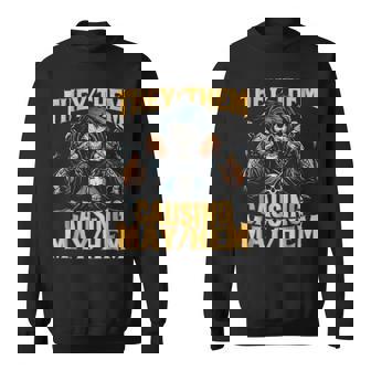 They Them Causing Mayhem Brainrot Cringe Skeleton Meme Sweatshirt | Mazezy