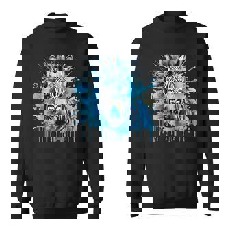 Zebra Portrait Wildlife Splash Nature Colorful Animal Art Sweatshirt Unisex | Mazezy