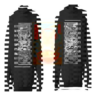 かわいい カワイイ ゲーマー猫 ラーメン ゲーム好き 猫好き向け 面白い デザイン レトロ 和風 日本 アニメ スウェットシャツ - Kawaiitshirt