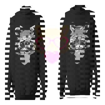 かわいいアライグマが吹くピンクのバレンタイン ハート バブルガム スウェットシャツ - Kawaiitshirt