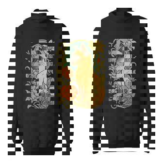 エレガントなガーデンフローラルに囲まれたヴィンテージシャム猫 スウェットシャツ - Kawaiitshirt