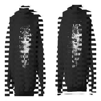 オオカミ 動物 モチーフ イラスト オオカミ 長袖tシャツ スウェットシャツ - Kawaiitshirt