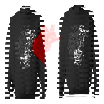 オートバイ エンジン バイカー アンチバレンタインデー 面白いグラフィック 長袖tシャツ スウェットシャツ - Kawaiitshirt