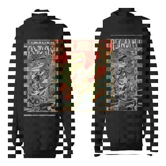 カエル 演奏 ベース ギター ロック オン ヴィンテージ ロック ギタリスト カエル スウェットシャツ - Kawaiitshirt