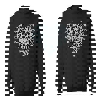 グレーとブラック ヒョウ柄 アニマルプリント ハート スウェットシャツ - Kawaiitshirt