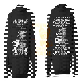 コーヒーとヨーキー ヨークシャー テリアでできるすべてのこと スウェットシャツ - Kawaiitshirt