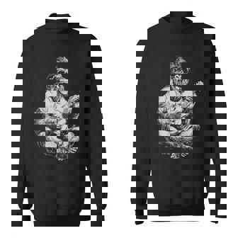 サングラス付きかわいいゴリラ ギタープレーヤー 面白いギタリスト スウェットシャツ - Kawaiitshirt