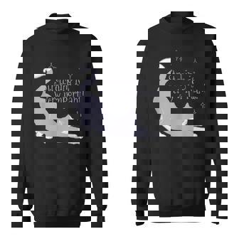 ストレッチは大事！ 猫 ネコ 愛猫 伸び 柔軟 ハチワレ 靴下猫 シンプル かわいい 癒やし メンズ レディース キッズ スウェットシャツ - Kawaiitshirt