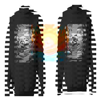 ナマケモノ ハンモック トロピカル サンセット リラクゼーション ヤシの木 平和 長袖tシャツ スウェットシャツ - Kawaiitshirt