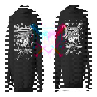 バレンタイン 野球 ハート 滴る アイスクリーム ミニハート スウェットシャツ - Kawaiitshirt