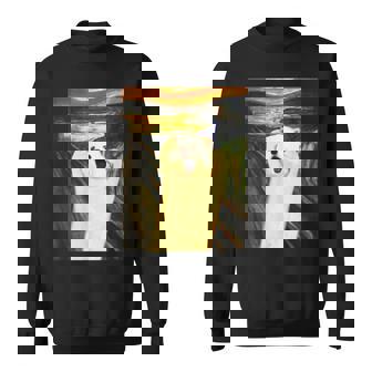 ポメラニアン 面白いtシャツ 犬 ムンクの叫び かわいい メンズ 子供 おもしろ 服 グッズ ネタ わんこ スウェットシャツ - Kawaiitshirt