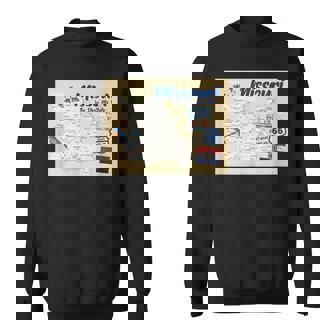 ミズーリ州、マップフラッグアーチブルーバードフラワーランドマーク スウェットシャツ - Kawaiitshirt