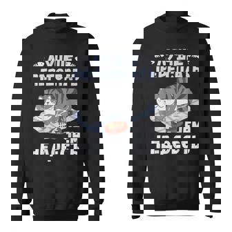 ロシア語の面白い猫のメッセージ「食べ足りないより寝過ぎの方がいい」 スウェットシャツ - Kawaiitshirt