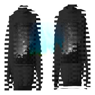 天の川 ミルキーウェイ 森と夜明け【星空・夜空・宇宙・銀河】高精細画像《フルビッグプリント》【天体観測シリーズ】 スウェットシャツ - Kawaiitshirt