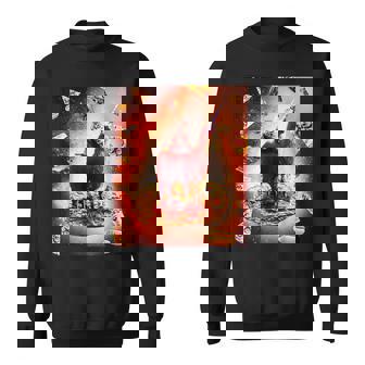 宇宙 猫 ライディング ラマ ユニコーン ピザ スウェットシャツ - Kawaiitshirt