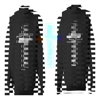 宗教のシルエット 信仰 水彩 キリスト教 十字架 スウェットシャツ - Kawaiitshirt