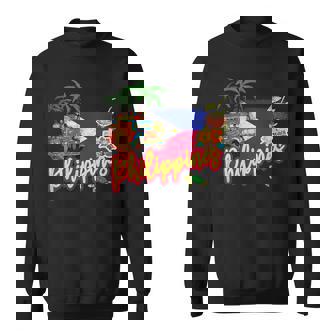 旗のヤシの木のお土産とフィリピンのヴィンテージメガネザル スウェットシャツ - Kawaiitshirt