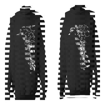 猫とサックス サクソフォン奏者 猫の飼い主 サックス スウェットシャツ - Kawaiitshirt