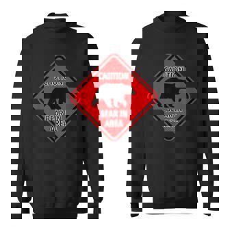 赤い警告標識 クマのエリア標識 スウェットシャツ - Kawaiitshirt