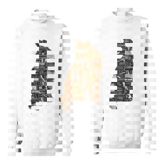 Amoureux De Livresilhouette De Chat Lecture Et Amoureux Des Chats Sweater e - Cadeauxyz