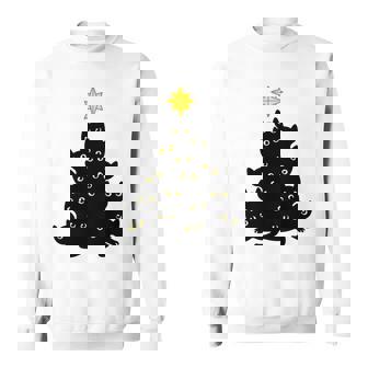 Arbre De Décoration De Chats Noirs De Noël Drôle Pour Hommes Manche Longue Sweater e - Cadeauxyz
