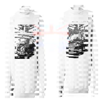 British Classic Sports Mini Car With Flag Sweatshirt - Thegiftio