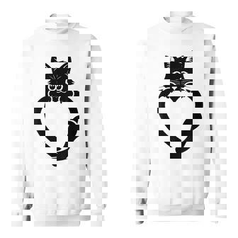 Cat Heart Graphic Love Cute Cat Sweatshirt - Thegiftio