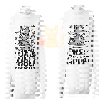 Chat & Chocolat Humour Félin Boisson Chaude Détente Sweater e - Cadeauxyz