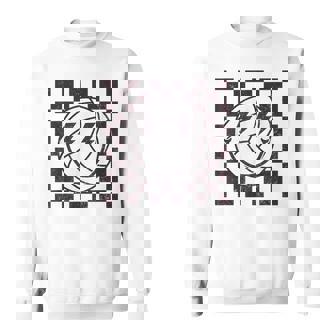 Checkered Volleyball Smile Face Lightning Bolt Sweatshirt | Seseable CA