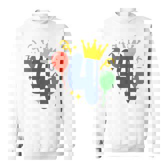 Chiffre 4 Avec Couronne Et Ballons – Célébration D'anniversaire Sweater e - Cadeauxyz