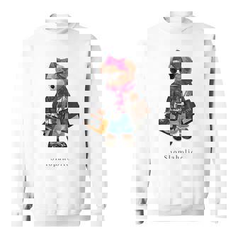 Cute Teddy Bear Shopaholic Fashionista Shopping Sweatshirt | Seseable CA