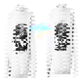 Elephant Art Mountains Astronomy Colourful Animal Elephant Sweatshirt Unisex | Mazezy