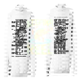 Fishing Camo Bass Fish Keeping Reel Boy Youth Dad Jokes Sweatshirt | Seseable CA