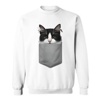 Cat Peeking In Pocket Cute Cat Lover For Dad Sweatshirt | Seseable UK