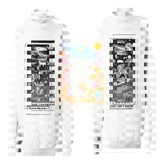 Over Thinker Cool Tarot Card Skeleton Graphic Sweatshirt | Mazezy