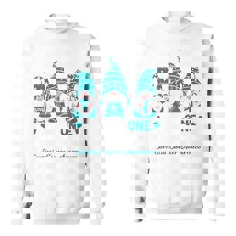 Gnome One Fights Alone Teal Ribbon Cervical Cancer Awareness Sweatshirt - Monsterry