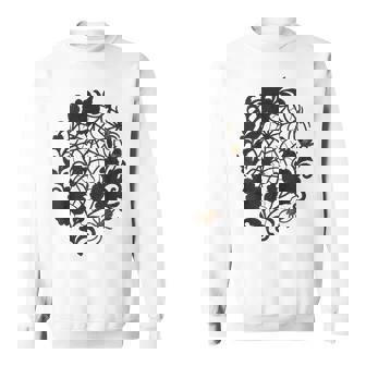 Gothic Spiderweb Floral Halloween Sweatshirt Unisex | Mazezy