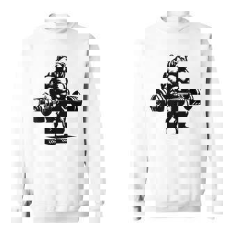 Grizzly Bear Bodybuilder Lifting Graphic Sweatshirt - Thegiftio