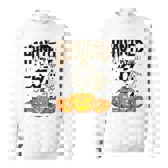 Haunted By 67 Six Seven Meme Pumpkin Ghost Halloween Sweatshirt - Seseable