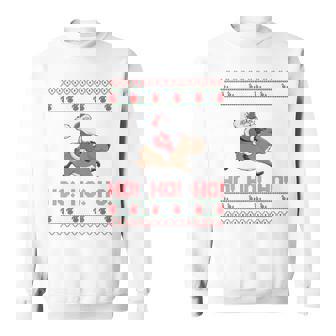 Ho Ho Ho Santa Riding Capybara Ugly Christmas Sweater Sweatshirt - Thegiftio