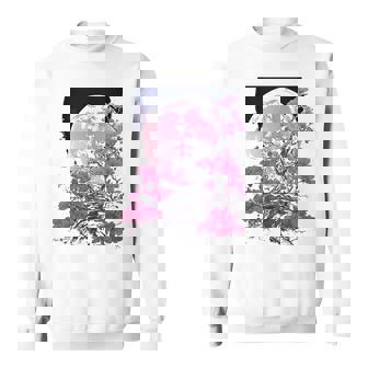 Japanese Cherry Blossom And Moon Japan Blossoms Pastel Sweatshirt - Thegiftio