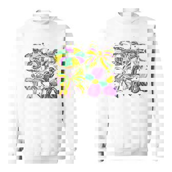 Mardi Gras Coquette Bow Dog Beads New Orleans Fleur De Lis Sweatshirt - Thegiftio