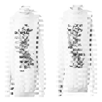 Mini Miniature Schnauzer Dog Raising Paw Love Idea Sweatshirt | Mazezy